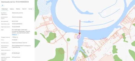 Аренда, земельный участок 1 756 кв.м, ИЖС, п. Палочкинское, КН 70:04:0100009:614