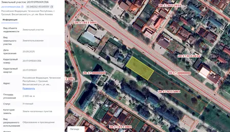 Аренда, объект недвижимости 2 000 кв.м, г. Грозный, КН 20:17:0115001:356