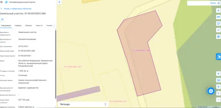 Аренда, земельный участок 1 500 кв.м, садоводство, КН 51:19:0010501:269