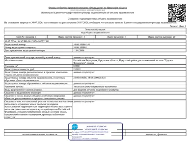 Продажа, земельный участок 85 300 кв.м, ЛПХ, Иркутский р-н, КН 38:06:100801:41