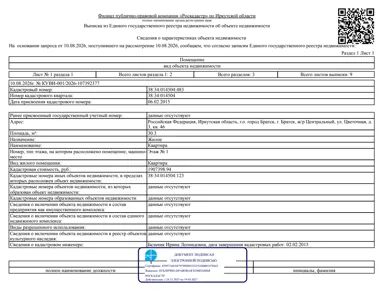 Продажа, жилое помещение 30,3 кв.м, г. Братск, КН 38:34:014504:483