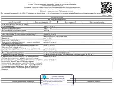 Продажа, земельный участок 4 567 кв.м, с/х, Иркутский р-н, КН 38:06:111302:3113
