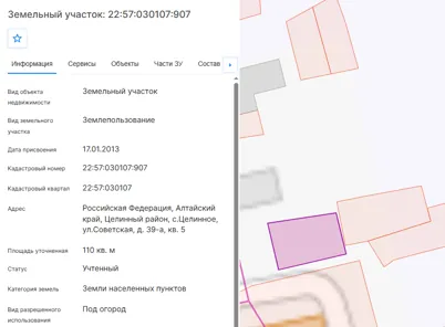 Продажа, земельный участок 110 кв.м, ЛПХ, п. Целинный сельсовет, КН 22:57:030107:907
