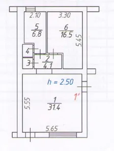 Аренда, нежилое помещение 61,1 кв.м, г. Астрахань, КН 30:12:030355:653