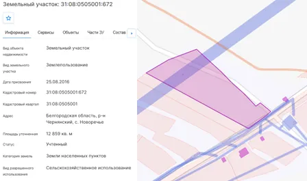 Аренда, земельный участок 12 859 кв.м, с/х, с. Новоречье, КН 31:08:0505001:672
