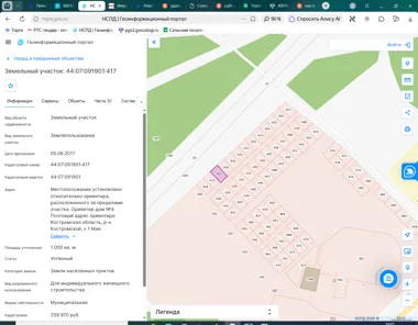 Аренда, земельный участок 1 000 кв.м, ИЖС, п. Самсоновское, КН 44:07:091901:417
