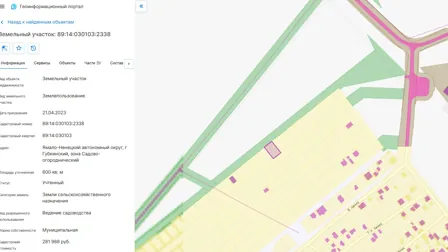 Продажа, земельный участок 600 кв.м, г. Губкинский, КН 89:14:030103:2338