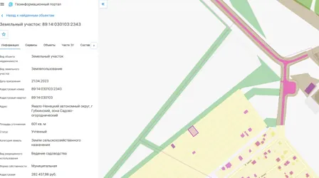 Продажа, земельный участок 601 кв.м, г. Губкинский, КН 89:14:030103:2343