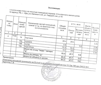 Аренда, нежилое помещение 53,3 кв.м, г. Уфа, КН 02:55:040303:2160
