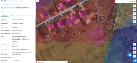 Аренда, земельный участок 1 200 кв.м, ИЖС, г. Нестеров, КН 39:08:010023:471