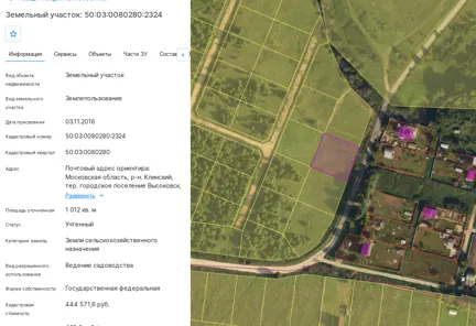 Продажа, земельный участок 1 012 кв.м, садоводство, д. Назарьево, КН 50:03:0080280:2324