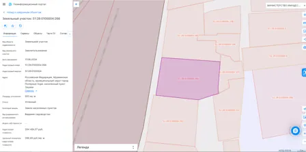 Аренда, земельный участок 993 кв.м, садоводство, КН 51:28:0100004:266
