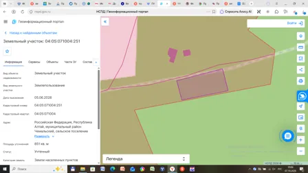 Аренда, земельный участок 851 кв.м, ЛПХ, п. Чемальское, КН 04:05:071004:251