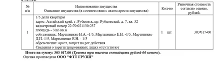 Продажа, 1/5 доли, квартира 30,6 кв.м, г. Рубцовск, КН 22:70:021130:237