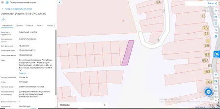 Аренда, земельный участок 790 кв.м, ЛПХ, п. Ирское, КН 15:08:0160208:212