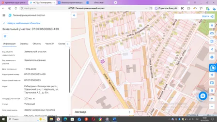 Продажа, земельный участок 203 кв.м, Объекты дорожного сервиса, п. Нарткала, КН 07:07:0500063:439