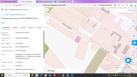 Продажа, земельный участок 1 500 кв.м, Предпринимательство, п. Нарткала, КН 07:07:0500048:1222