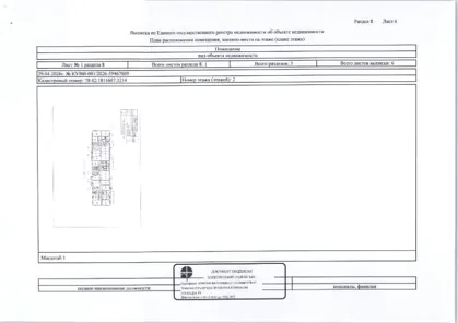 Продажа, квартира 34,1 кв.м, г. Санкт-Петербург, КН 78:42:1811607:3214