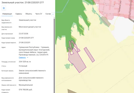 Аренда, земельный участок 204 528 кв.м, с/х, с. Новые Айбеси, КН 21:06:220201:277