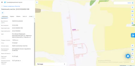 Аренда, земельный участок 1 000 кв.м, ЛПХ, д. Сарушка, КН 24:22:0304002:196