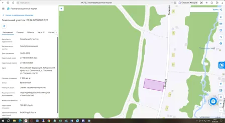 Аренда, земельный участок 2 960 кв.м, ИЖС, с. Тавлинка, КН 27:14:0010805:323