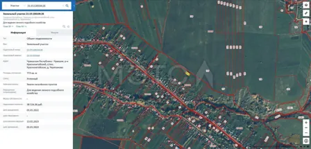Продажа, земельный участок 773 кв.м, п. Красночетайское, КН 21:15:130104:26
